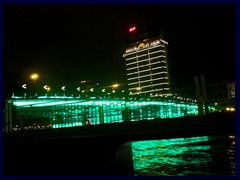 Illuminated bridge above Pearl River near Shamian Island by night